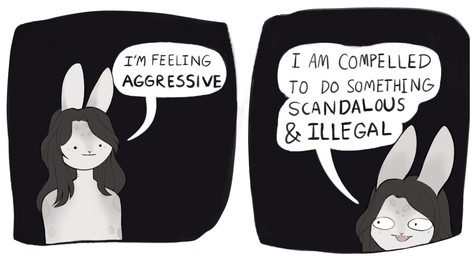 ambiguous_gender anthro bite_mark bite_mark_on_neck dialogue fanged_bite_mark fanged_bite_mark_on_neck fangs fur grey_body grey_fur hair long_ears long_hair simple_background simple_eyes smile solo speech_bubble spots standing teeth text toony brinstar emiko_(bludii) felid lagomorph leporid mammal pantherine rabbit snow_leopard vampire 2021 comic digital_media_(artwork) english_text greyscale hi_res monochrome