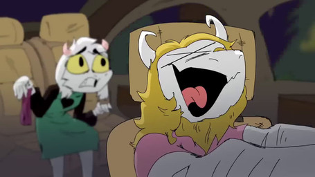 2_horns accident anthro beard black_eyes blindfold blonde_hair car car_crash car_interior clothed clothing death driving duo eyebrows facial_hair fan_designs female_death frown fully_clothed green_clothing green_robe hair horn humor male narrowed_eyes open_mouth open_smile parody robe scarf shirt short_hair smile squint t-shirt teeth tongue tongue_out topwear vehicle yellow_sclera einter_emz asgore_running_over_dess deltarune disney gravity_falls undertale_(series) asgore_dreemurr dess_holiday ralsei boss_monster_(undertale) bovid caprine deer goat mammal 16:9 2025 2d_animation animated better_version_at_source lol_comments meme short_playtime sound voice_acted webm widescreen