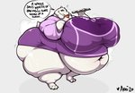 4_toes anthro belly belly_overhang big_belly big_breasts big_butt biped bodily_fluids bra_lines breasts butt clothed clothing deep_navel dialogue eyelashes feet female food fur grey_background holding_object horn huge_belly huge_breasts huge_butt huge_hips huge_thighs hyper hyper_belly hyper_breasts hyper_butt hyper_hips hyper_thighs lips looking_at_viewer morbidly_obese morbidly_obese_anthro morbidly_obese_female motion_lines navel obese obese_anthro obese_female open_mouth orange_eyes overweight overweight_anthro overweight_female robe simple_background solo speech_bubble standing steam sweat text thick_bottom_lip thick_thighs tight_clothing tight_robe toes underbutt white_body white_fur wide_hips araidian undertale undertale_(series) toriel boss_monster_(undertale) bovid caprine mammal 2020 digital_media_(artwork) english_text hi_res