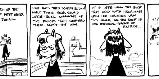 anthro apartment_building caught_off_guard clothed clothed_anthro clothed_female clothing dialogue door duo ear_piercing ear_ring female fully_clothed fully_clothed_anthro fully_clothed_female horn inner_monologue inner_thoughts magic_user markings mole_(marking) mole_on_cheek opening_door piercing ring_piercing robe rooftop surprised text thinking thought thought_bubble thoughts witch mellodillo hilda_(mellodillo) portia_(mellodillo) bovid caprine goat mammal mouse murid murine rodent 2026 black_and_white comic english_text monochrome multiple_scenes