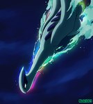 ambiguous_gender bubble dark_lighting detailed_background feral glowing rainbow_colors solo swimming underwater water white_eyes wings noki001 nintendo pokemon generation_2_pokemon legendary_pokemon lugia pokemon_(species) hi_res