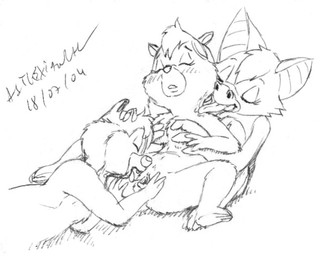 accessory anthro anthro_on_anthro biped bisexual blush breast_grab breasts cunnilingus eyes_closed female female/female female_anthro fur genitals grabbing_from_behind group group_sex hair hand_on_breast headband interspecies licking looking_pleasured lying male male/female male_anthro neck_lick nude nude_anthro nude_female nude_male on_back on_front open_mouth oral sex small_breasts spread_legs spreading text threesome tongue tongue_out trio vaginal vulva winged_arms wings young young_anthro asthexiancal chip_'n_dale_rescue_rangers disney dale_(disney) foxglove_(cdrr) tammy_squirrel bat chipmunk ground_squirrel mammal rodent sciurid tree_squirrel 2004 black_and_white dated digital_drawing_(artwork) digital_media_(artwork) english_text handwritten_text hatching_(art) line_art monochrome shaded