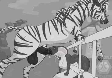 animal_genitalia animal_penis anthro anthro_on_feral anthro_penetrated balls bestiality big_balls bodily_fluids breasts duo equine_genitalia equine_penis erection eyes_closed fellatio female female_penetrated fence feral feral_penetrating feral_penetrating_anthro genitals hooves interspecies male male/female male_penetrating male_penetrating_female medial_ring nude oral oral_only oral_penetration penetration penile penis penis_in_mouth saggy_balls saliva saliva_on_penis saliva_string sex simple_background size_difference stripes sucking tail 11calebe equid equine mammal reptile scalie snake zebra 2019 monochrome