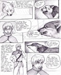 ambiguous_gender canid canine canis comic coop_(wrng) dialogue duo english_text feral greyscale human male mammal monochrome natsume_(wrng) natsumewolf oz_(wrng) rikku text wolf wolf's_rain wolf's_rain_next_generation