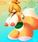 anthro anthrofied areola big_breasts bouncing_breasts breasts collar erect_nipples female heart_symbol huge_breasts jiggling leash nipples solo text water tiger1001 animal_crossing nintendo isabelle_(animal_crossing) canid canine canis domestic_dog mammal shih_tzu toy_dog 2015 digital_media_(artwork) english_text