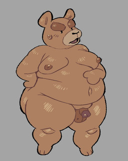 anthro balls big_butt black_nose bodily_fluids brown_body butt darkened_balls darkened_genitalia darkened_penis eyebrows flaccid genitals grey_background humanoid_genitalia humanoid_penis larger_but_small male moobs navel nipples nude open_mouth overweight overweight_anthro overweight_male penis plushie simple_background small_balls small_penis solo sweat sweatdrop thick_thighs axelfloof ted_(franchise) universal_studios ted_(ted) animate_inanimate bear living_plushie mammal teddy_bear_(species) 2026 digital_drawing_(artwork) digital_media_(artwork) english_description