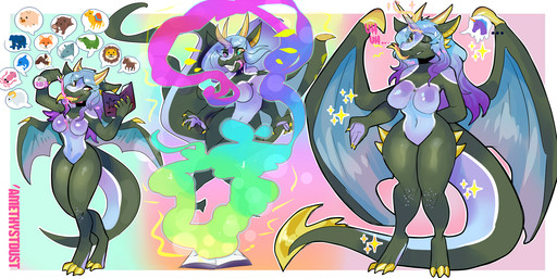 anthro base_one_layout basic_sequence big_breasts book breasts dialogue female growth happy horn linear_sequence non-mammal_breasts one_row_layout solo spiral spiral_eyes standing tail tail_growth three_frame_image three_frame_sequence transformation transformation_sequence unicorn_horn wings amethystdust mythology dragon mythological_creature mythological_scalie scalie 2018 hi_res pictographics sequence