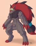 2014 3_fingers 3_toes abs anthro balls barefoot biceps claws fur hair happy headband headgear hi_res impious male manly multi-colored_hair muscles navel nintendo nude pecs penis pokémon ponytail sharp_claws smile solo standing thick_thighs toe_claws video_games zoroark
Rating: Explicit
Score: 11
User: forkU
Date: March 13, 2014