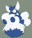 anthro areola big_breasts blue_areola blue_body blue_fur blue_hair blue_nipples breasts female fur genitals grey_background hair huge_breasts navel nipples pussy red_eyes simple_background solo white_body imric1251 nintendo pokemon generation_6_pokemon meowstic pokemon_(species) 5:6 hi_res