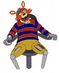 anthro biped clothing cosplay eye_patch eyewear heterochromia machine male parody shirt simple_background sitting solo sonichu_medallion topwear white_background charrua five_nights_at_freddy's scottgames sonichu_(series) chris_chan foxy_(fnaf) sonichu_(character) animatronic canid canine fox mammal robot crossover hi_res