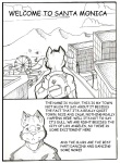 anthro canid canine canis comic domestic_dog english_text furpiled greyscale husky leomagna male mammal monochrome nordic_sled_dog pen_(artwork) santa_monica solo spitz text traditional_media_(artwork)