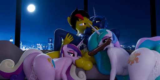 all_fours animal_genitalia animal_penis anthro areola ball_suck balls bedroom_eyes big_penis biped bodily_fluids breast_grab breasts cum cum_in_vagina cum_inside cutie_mark equine_genitalia equine_penis erection fellatio female fffm_foursome flared_penis foursome genital_fluids genitals glistening glistening_balls glistening_eyelids glistening_eyeshadow glistening_genitalia glistening_penis group group_sex hair hand_on_breast horn kissing leaking_cum licking lidded_eyes male male/female medial_ring narrowed_eyes nipples nude nude_anthro nude_female on_bottom on_top oral penile penis penis_lick reverse_cowgirl_position seductive sex sucking tail tongue wings sunylira3d friendship_is_magic hasbro my_little_pony mythology fan_character princess_cadance_(mlp) princess_celestia_(mlp) princess_luna_(mlp) equid equine horse mammal mythological_creature mythological_equine pony winged_unicorn 3d_(artwork) absurd_res digital_media_(artwork) hi_res