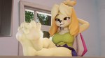 4_toes anthro barefoot blush clothed clothing crossed_ankles feet female foot_fetish foot_focus fur hair hindpaw open_mouth paws smile soles solo toes yellow_body yellow_fur twintails3d animal_crossing nintendo isabelle_(animal_crossing) isabelle_(highwizard) canid canine canis domestic_dog mammal shih_tzu toy_dog 16:9 3d_(artwork) digital_media_(artwork) hi_res widescreen