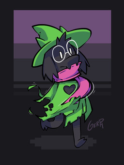 ambiguous_gender barefoot black_body black_fur clothed clothing eyewear feet floppy_ears fur glasses hat headgear headwear heart_symbol horn long_ears scarf solo walking white_eyes gerph deltarune undertale_(series) ralsei bovid caprine darkner goat mammal 2018 3:4 digital_media_(artwork) hi_res