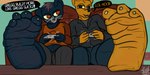 3_toes 4_toes anthro barefoot claws clothed clothing controller duo feet female foot_fetish foot_focus game_controller male soles text toe_claws toes wrinkled_feet wrinkles fetishsketches night_in_the_woods gregg_lee mae_borowski canid canine domestic_cat felid feline felis fox mammal 2:1 absurd_res english_text hi_res