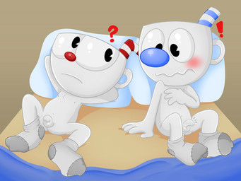 balls bed bedroom clothing duo erection feet footwear footwear_only for_a_head foreskin furniture genitals grey_body grey_skin humanoid_genitalia humanoid_penis male mostly_nude on_bed penis socks socks_only unretracted_foreskin k_vicko cuphead_(game) studio_mdhr cuphead_(character) mugman animate_inanimate humanoid object_head 4:3 absurd_res hi_res brother_(lore) brothers_(lore) sibling_(lore) twins_(lore)