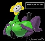 anthro big_butt big_penis bodily_fluids butt butt_grab duo facesitting flower genital_fluids genitals green_body hand_on_butt male male/male penis petals plant precum purple_body scales sitting_on_another smug sweat text text_box thick_thighs throbbing throbbing_penis wetwaffls european_mythology mythology patreon undertale undertale_(series) flowey_the_flower lexington_ulfric_izunia dragon elemental_creature flora_fauna flower_creature mythological_creature mythological_scalie reptile scalie western_dragon wyvern hi_res