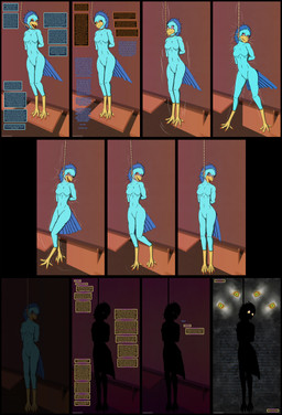 animal_noises anthro aroused asphyxiation bdsm beak black_border bodily_fluids bondage border bound caught chirping corpse cosmic_horror crying dark dark_room death desperation dialogue disturbed dying dying_eyes eyeliner eyeshadow falling feathers feet female gallows genital_fluids heterochromia humiliation imminent_death imminent_hanging implied_permanent imprisoned makeup neon neon_lights nervous nervous_smile noose nooseplay nude peril plantigrade posession psychological_torture public public_nudity punished punishment regret restraints rope rope_around_neck rope_bondage scared screen silhouette smile snuff solo sorrow struggling struggling_prey suffering tail tail_feathers talons tears teased teasing toes trapdoor trapped vaginal_fluids waiting waiting_for_turn wet criegrrunov katherine_bloom avian bird bluebird ghost oscine passerine spirit thrush_(bird) undead absurd_res hi_res sequence