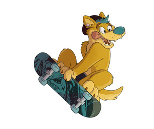 anthro beanie blue_body blue_fur claws clothed clothing ear_piercing fur hat headgear headwear male nude open_mouth piercing pink_tongue simple_background skateboard skateboarding solo teeth tongue tongue_out underwear vehicle white_background paintfox canid canine mammal 2016 full-length_portrait portrait source_request