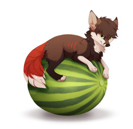 black_body black_fur black_nose feral food fruit fur green_eyes melon paws plant quadruped simple_background solo watermelon white_background reysi canid canine fox mammal 2018 digital_media_(artwork) hi_res