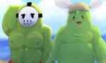 antlers beach bean duo hand_holding horn male male/male mask muscular muscular_male nipple_piercing nipples piercing gloomyyummi dumb_ways_to_die dwtd botch_(dwtd) clod_(dwtd) humanoid 5:3 hi_res