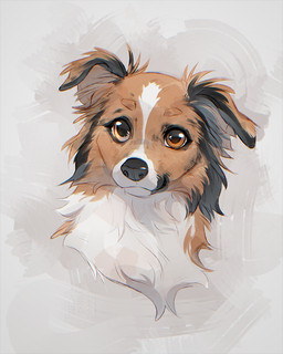 ambiguous_gender black_markings black_nose brown_body brown_eyes brown_fur cheek_tuft facial_tuft feral floppy_ears fur heterochromia looking_away markings solo tuft white_body white_fur yellow_eyes azzai border_collie canid canine canis collie domestic_dog herding_dog mammal pastoral_dog sheepdog 2025 4:5 colored digital_drawing_(artwork) digital_media_(artwork) shaded