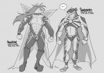 anthro bulge duo male muscular furious_(artist) pridestar_(furious) felid lion mammal pantherine tiger monochrome