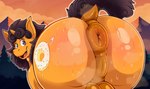 anus backsack balls big_balls big_butt blue_eyes bodily_fluids butt butt_focus cloud collar cutie_mark dessert doughnut feral food genitals hair heterochromia horn long_hair male mountain musk musky_anus musky_butt open_mouth orange_body outside pastry plant presenting presenting_hindquarters puffy_anus purple_eyes raised_tail rear_view solo sweat sweaty_butt tail tail_anus tree unicorn_horn augury_(artist) hasbro my_little_pony mythology augury_(character) equid equine horse mammal mythological_creature mythological_equine pony unicorn absurd_res hi_res