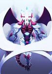 anthro claws horn male solo tail white_body wings yellow_eyes mao48 bandai_namco digimon digimon_ghost_game mythology canoweissmon digimon_(species) dragon mythological_creature mythological_scalie scalie hi_res