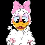 anthro aroused bedroom_eyes big_breasts blush breasts exhaling female hair hair_bow_only narrowed_eyes nipples non-mammal_breasts non-mammal_nipples nude pink_hair_bow ponytail red_faced seductive self_grope solo kinkypeach disney mickey_mouse_roadster_racers minnie's_bow-toons daisy_duck anatid anseriform avian bird duck 1:1 alpha_channel