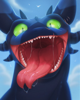 blue_body blue_skin bodily_fluids buccinator dripping feral forked_tongue gaping_mouth green_eyes looking_at_viewer markings mouth_shot open_mouth pupils saliva saliva_drip saliva_string sharp_teeth slit_pupils solo teeth throat tongue orca24a dreamworks european_mythology how_to_train_your_dragon mythology dragon fury_(httyd) mythological_creature mythological_scalie night_fury scalie western_dragon hi_res