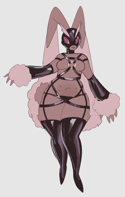 anthro armwear bdsm_gear black_clothing black_thong black_underwear body_harness breasts brown_body brown_fur brown_tail clothed clothing cotton_tail countershade_ears countershading eyebrows female female_anthro floating_eyebrows fur garter_belt garter_straps gimp_mask glistening glistening_clothing glistening_harness glistening_thighs harness headgear headwear latex latex_armwear latex_clothing latex_headwear latex_legwear latex_thigh_highs leg_tuft legwear limp_wrist mask mouthless multi_nipple navel nipples pink_sclera pointy_shoes rabbit_ears red_eyes skimpy small_breasts small_waist solo standing tail teats thick_eyebrows thick_thighs thigh_highs thong tuft underwear wool_(fur) y_nose wolfertinger nintendo pokemon generation_4_pokemon lopunny pokemon_(species) 2026 cel_shading colored_sketch full-length_portrait hi_res portrait shaded sketch trans_(lore) trans_man_(lore)