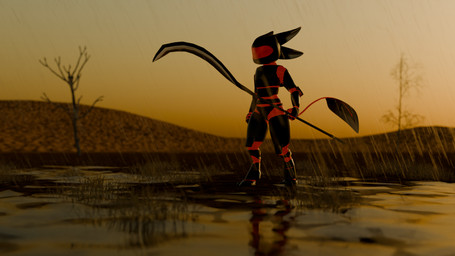 3_fingers 4_ears ambiguous_gender anthro armor biped desert digitigrade dirt exoskeleton exosuit fingers headgear helmet long_tail melee_weapon multi_ear outside plant polearm raining scythe solo standing tail tree visor war_scythe weapon the_architect_of_order the_founder avali 16:9 2025 3d_(artwork) digital_media_(artwork) hi_res widescreen female_(lore)