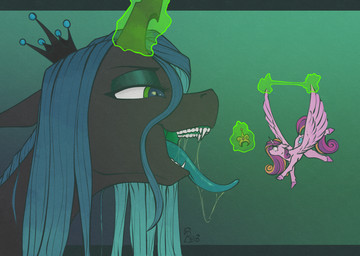 bodily_fluids crown drooling duo feathered_wings feathers female female/female feral hair headgear horn imminent_vore micro multicolored_hair open_mouth saliva saliva_on_tongue saliva_string sharp_teeth simple_background size_difference tail teeth tongue tongue_out wings stray_prey friendship_is_magic hasbro my_little_pony mythology princess_cadance_(mlp) queen_chrysalis_(mlp) changeling_(mlp) equid equine horse mammal mythological_creature mythological_equine pony winged_unicorn 2026 digital_media_(artwork) hi_res