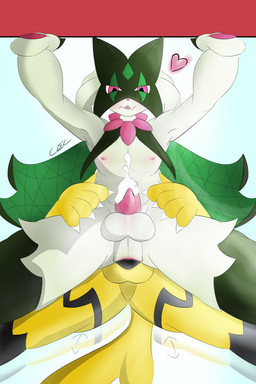 anal anal_penetration anthro bodily_fluids cum duo genital_fluids male male/male penetration plant claire_lun nintendo pokemon domestic_cat felid feline felis generation_7_pokemon generation_9_pokemon legendary_pokemon mammal meowscarada pokemon_(species) zeraora 2:3 absurd_res hi_res