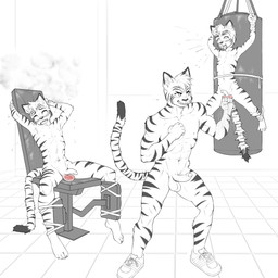 4_toes 5_fingers age_difference anthro anthro_on_anthro ballbusting biped bound cock_and_ball_torture dipstick_tail erection feet fingers foreskin fur genital_torture genitals glans group humanoid_genitalia humanoid_penis intraspecies male male/male markings penis shota striped_body striped_fur stripes tail tail_markings toes trio young young_anthro young_male eldiman domestic_cat felid feline felis mammal 1:1 absurd_res hi_res brother_(lore) brothers_(lore) incest_(lore) sibling_(lore)