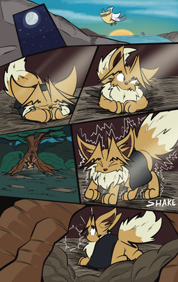 7_panel_comic ambiguous_gender black_cape black_clothing black_nose brown_body brown_fur brown_hair cape clothing cloud day exclamation_point eyes_closed feral flying forest fur hair inner_ear_fluff lying moon motion_lines neck_tuft night on_front outside paws plant quadruped sea shrub sky sound_effects star sun text toony tree tuft water white_text wings zincxiron nintendo pokemon pokemon_mystery_dungeon spike_chunsoft eevee generation_1_pokemon generation_3_pokemon lapras pelipper pokemon_(species) 2025 absurd_res comic english_text hi_res