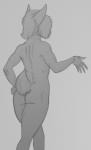 anthro big_butt biped butt claws femboy fur hair looking_away male nude raised_arm simple_background small_tail solo standing tail thick_thighs wide_hips nilla_(artist) lagomorph leporid mammal rabbit 2016 absurd_res hi_res monochrome sketch