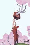 antlers brown_body brown_fur brown_hair day eyes_closed female flat_chested fur hair horn nude outside scut_tail short_hair short_tail side_view solo tail yogin animal_humanoid deer deer_humanoid humanoid mammal mammal_humanoid 2018 2:3 dated digital_media_(artwork) digital_painting_(artwork) full-length_portrait hi_res portrait watermark