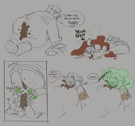 bound butt dialogue duo eating_feces fart fart_cloud fart_fetish farting_on_face feces feces_in_mouth feces_on_body feces_on_face feces_pile forced green_fart_cloud male male/male nude overweight overweight_male pooping profanity scatplay text rigbylaveur steve_jovonovich absurd_res english_text hi_res unfinished