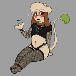 alternative_fashion clothing eyewear female fishnet_stockings glasses goth legwear lipstick makeup solo stockings thong underwear mr.smile nintendo pokemon mimi_(mr.smile) generation_2_pokemon pokemon_(species) smeargle 1:1 absurd_res hi_res
