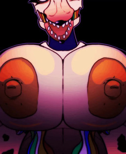 anthro areola beak beakstick big_breasts black_background black_lipstick bouncing_breasts breasts eyelashes feathers female front_view furgonomics holding_breast huge_breasts lipstick machine makeup navel nipples nude open_mouth orange_areola orange_nipples simple_background solo teeth toothed_beak wire yellow_body yellow_feathers stormkinght five_nights_at_freddy's five_nights_at_freddy's_2 scottgames withered_chica_(fnaf) animatronic avian bird chicken galliform phasianid robot animated short_playtime webm