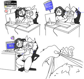 archive beard bulge chair clothed clothing computer computer_keyboard computer_screen computer_virus_(program) detailed_bulge duo electronics facial_hair female fur fur_growth furniture gender_symbol gender_transformation genital_outline genitals growth hair human_to_anthro internet keyboard looking_at_crotch male male/female mtf_transformation nipples office_chair on_chair partially_clothed penile penis penis_outline simple_background sitting sitting_on_chair species_transformation speech_bubble surprised symbol text topless topless_human topless_male transformation transformation_sequence tuft underwear underwear_only virus waistband waistband_pull web_archive mouthmoth bandai_namco digimon internet_archive wayback_machine animal_humanoid canid canid_humanoid canine canine_humanoid digimon_(species) fox fox_humanoid human humanoid mammal mammal_humanoid renamon 2024 comic digital_drawing_(artwork) digital_media_(artwork) english_description english_text hi_res monochrome sequence story story_in_description url trans_(lore) trans_woman_(lore)