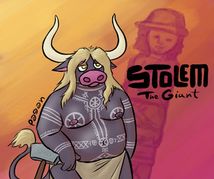 anthro arm_tattoo beard belly_tattoo blonde_hair bottomwear chest_tattoo clothed clothing eyeshadow facial_hair glistening glistening_body grey_body hair hammer horn leaning_on_object loincloth loincloth_only long_hair makeup male moobs nipples pecs pink_eyeshadow pink_nipples pink_nose sculpture short_beard simple_background slightly_chubby solo statue tattoo tools topless yellow_eyes pathetic_pagan european_mythology mythology slavic_mythology stolem_(pathetic_pagan) aurochs bovid bovine mammal recently_extinct_species 6:5