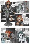 absurd_res anthro blue_eyes breasts brown_body brown_fur bushwoolies catrina_(mlp) claws clothed clothing cloudy_quartz_(mlp) comic cutie_mark daughter_(lore) dialogue domestic_cat earth_pony emerald_(gem) english_text equid equine felid feline felis female feral friendship_is_magic fungus fur gem green_eyes grey_body grey_fur hair hasbro hi_res horse hurgus_(oc) jewelry mammal marble_pie_(mlp) monochrome mother_(lore) mother_and_child_(lore) mother_and_daughter_(lore) multicolored_hair mushroom my_little_pony my_little_pony_'n_friends parent_(lore) parent_and_child_(lore) parent_and_daughter_(lore) pencils_(artist) pony purple_eyes red_eyes red_hair smile surprise text two_tone_hair