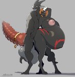 accessory anthro back_to_back balls belly big_balls big_belly big_breasts big_penis blue_eyes bodily_fluids breasts butt cock_ring duo erection excessive_genital_fluids excessive_precum eye_contact female genital_fluids genitals hair hand_holding heart_symbol horn huge_balls huge_belly huge_breasts huge_penis hyper hyper_balls hyper_belly hyper_genitalia hyper_penis hyper_pregnancy jewelry knot knotted_penis larger_male looking_at_another male male/female navel nipples nude open_mouth ouroboros penis penis_accessory penis_jewelry precum pregnant pregnant_anthro pregnant_female simple_background size_difference smaller_female smile tail tail_around_leg tail_around_partner tail_in_mouth teeth thick_thighs wide_hips yellow_eyes inu-sama mythology nol dragon mythological_creature mythological_scalie scalie digital_media_(artwork) hi_res