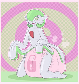 2_fingers abstract_background ambiguous_gender anthro big_diaper blush blush_lines bodily_fluids border chest_spike clothed clothing cloud_emanata diaper diaper_puff dotted_background drooling emanata featureless_feet feces feet fingers green_body green_pseudo_hair heart_eyes heart_symbol hypnosis implied_chastity kneeling lifting lock_symbol locked_diaper looking_at_viewer mind_control open_mouth open_smile pattern_background pink_border pink_diaper presenting pseudo_hair ringed_eyes saliva simple_background smile soiled_diaper soiling solo spikes spikes_(anatomy) spiral_background three-quarter_view unclean_diaper used_diaper wearing_diaper white_body bubblepuppers nintendo pokemon gardevoir generation_3_pokemon latex_creature pokemon_(species) 2024 absurd_res archived_source full-length_portrait hi_res portrait source_request