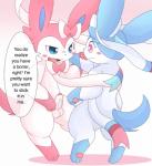 anthro balls blush comic dialogue duo eeveelution english_text erection fangs foreskin generation_6_pokemon genitals hi_res humanoid_genitalia humanoid_penis km-15 male male/male nintendo open_mouth orientation_play partially_retracted_foreskin penis pokemon pokemon_(species) semi-anthro shiny_pokemon simple_background straight_to_gay sylveon teeth text unwanted_erection