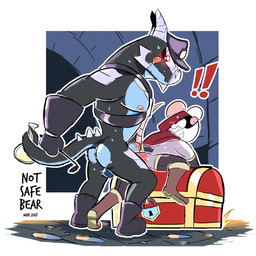 anal anthro anthro_on_anthro backsack balls black_clothing black_footwear black_legwear black_socks black_thigh_highs black_thigh_socks blush bodily_fluids boots bottomless butt chest_(container) cloak clothed clothing dominant dominant_male dungeon duo erection exclamation_point fantasy footwear foreskin from_behind_position genitals hood horn hot_dogging humanoid_genitalia humanoid_penis imminent_anal imminent_sex larger_dom larger_male leather legwear male male/male manly muscular muscular_anthro muscular_male nipples partially_retracted_foreskin pecs penis riding_crop sex shoes size_difference smaller_male socks submissive submissive_male sweat tail text thief thigh_highs thigh_socks treasure_chest whip notsafebear mythology dragon mammal murid murine mythological_creature mythological_scalie rat rodent scalie 1:1 2018 absurd_res artist_name dated english_text hi_res