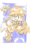 anthro belt blush blush_stickers bottomwear clothing collar duo floating_hands footwear gloves handwear hat headgear headwear long_ears male pants ring shoes smile shimanda_k bandai_namco klonoa_(series) huepow klonoa domestic_cat felid feline felis mammal